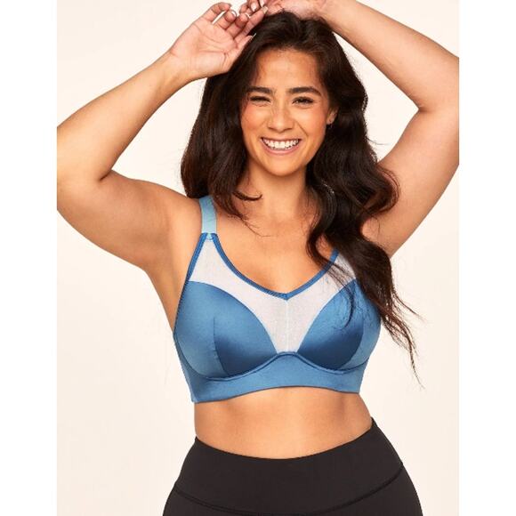 Adore Me 40DDD Ariza Contour Plus Medium Impact Sports Bra Blue NWT - Picture 3 of 10